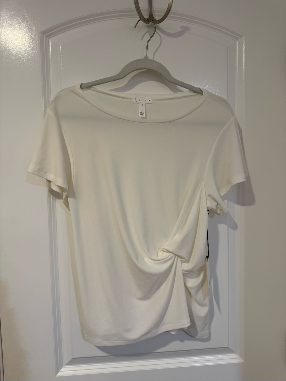 Nordstrom Cream Short Sleeve Twist-Front Tee